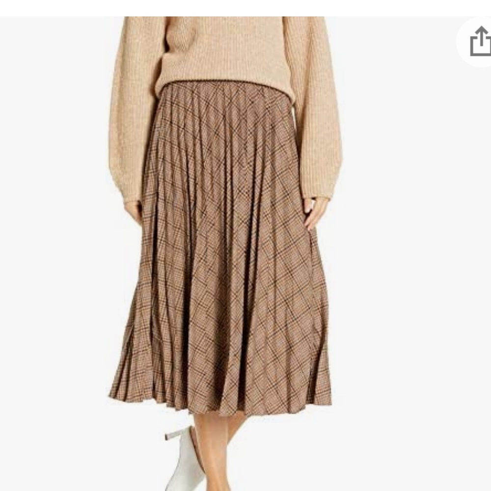 NWT ASTR the Label Brown Plaid Nadiya Midi |Skirt Size Small